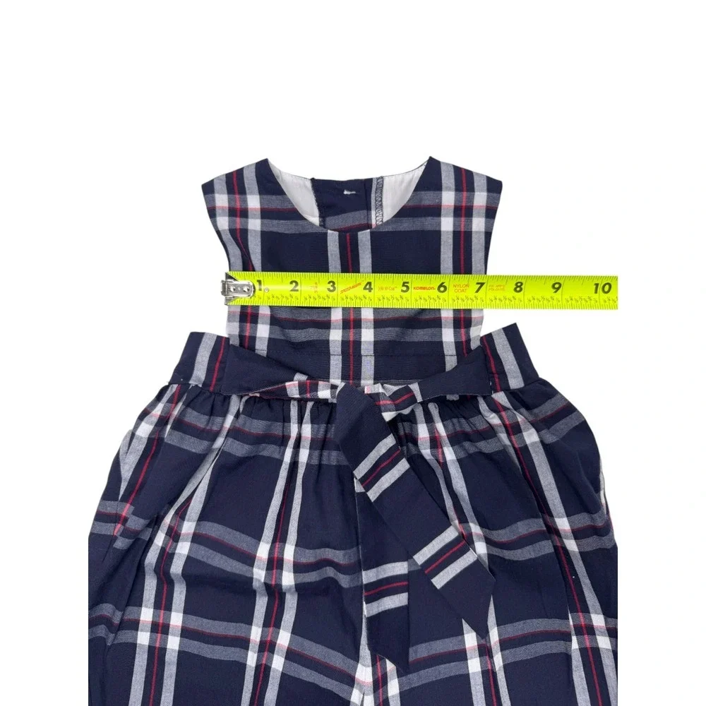 StellyBelly Romper Sz 18M‎ Blue Plaid Front/Back Tie Sleeveless Nautical